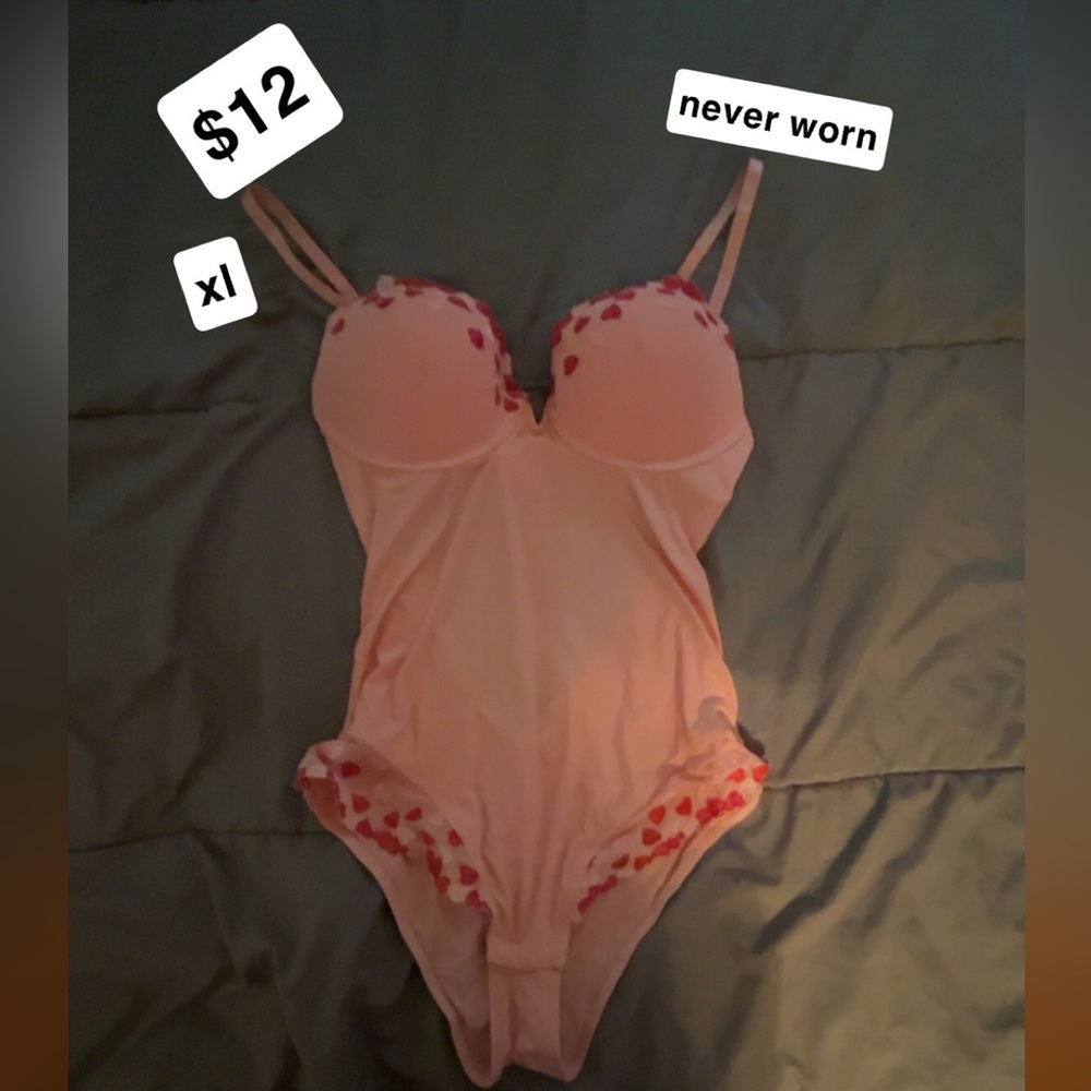 Pink Heart-Patterned Bodysuit